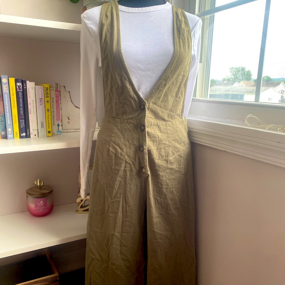 Boho olive green romper